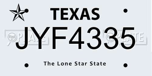 JYF4335 Texas License Plate