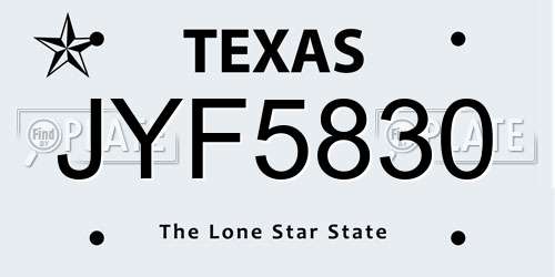 JYF5830 Texas License Plate
