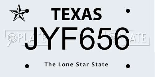 JYF656 Texas License Plate