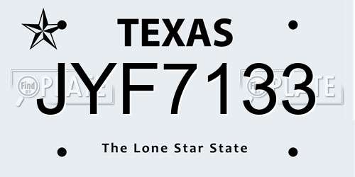 JYF7133 Texas License Plate