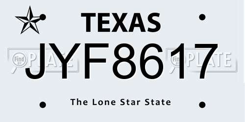 JYF8617 Texas License Plate