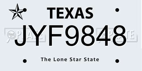 JYF9848 Texas License Plate
