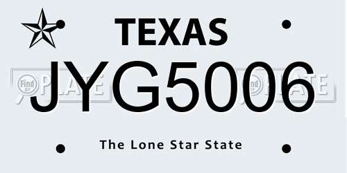 JYG5006 Texas License Plate