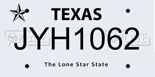 JYH1062 Texas License Plate