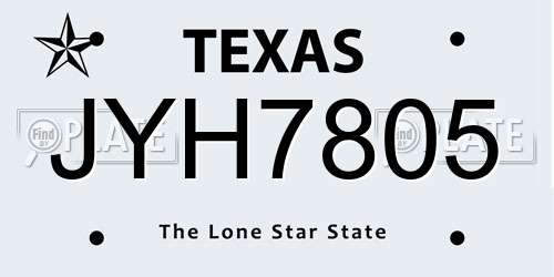 JYH7805 Texas License Plate