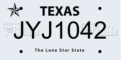 JYJ1042 Texas License Plate