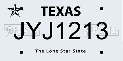 JYJ1213 Texas License Plate
