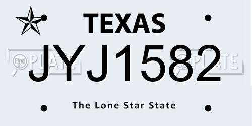 JYJ1582 Texas License Plate