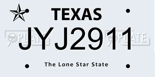 JYJ2911 Texas License Plate