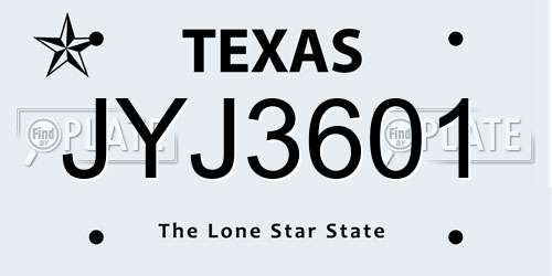 JYJ3601 Texas License Plate
