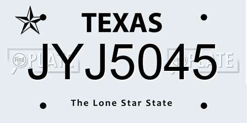 JYJ5045 Texas License Plate
