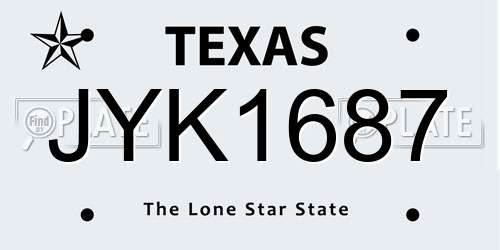 JYK1687 Texas License Plate
