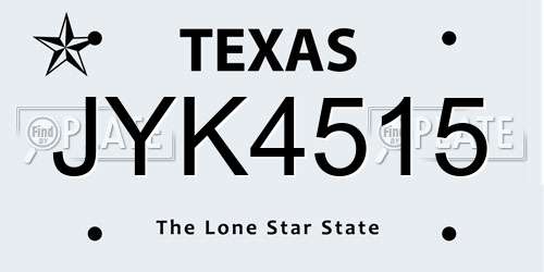 JYK4515 Texas License Plate