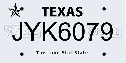 JYK6079 Texas License Plate