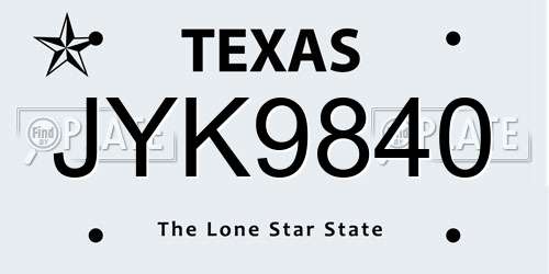 JYK9840 Texas License Plate
