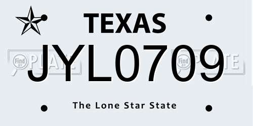 JYL0709 Texas License Plate