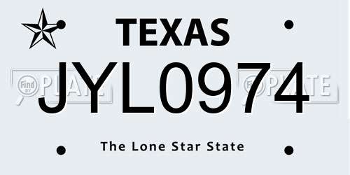 JYL0974 Texas License Plate