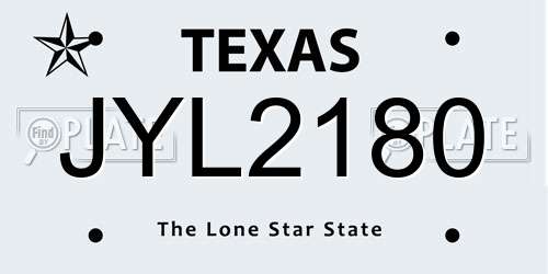 JYL2180 Texas License Plate