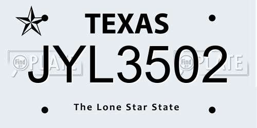 JYL3502 Texas License Plate