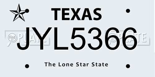 JYL5366 Texas License Plate