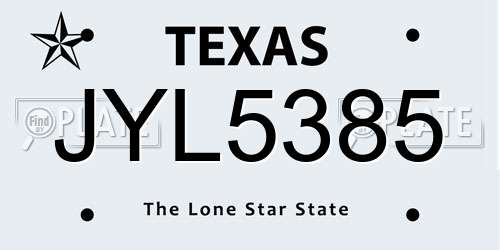 JYL5385 Texas License Plate