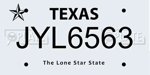 JYL6563 Texas License Plate