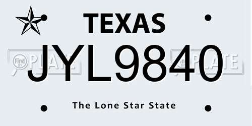 JYL9840 Texas License Plate
