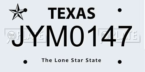 JYM0147 Texas License Plate