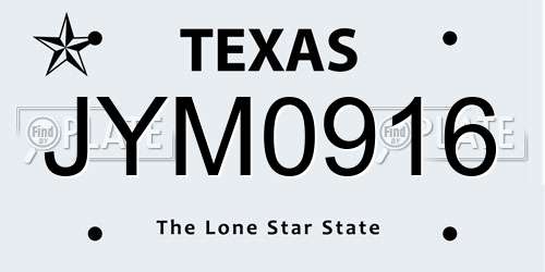 JYM0916 Texas License Plate