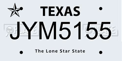 JYM5155 Texas License Plate