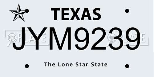 JYM9239 Texas License Plate
