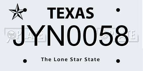 JYN0058 Texas License Plate