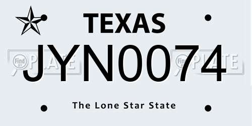 JYN0074 Texas License Plate