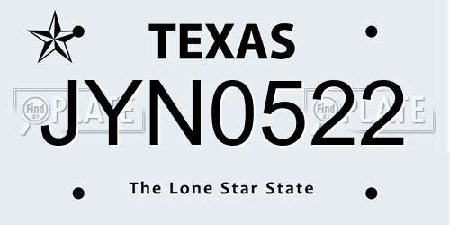 JYN0522 Texas License Plate