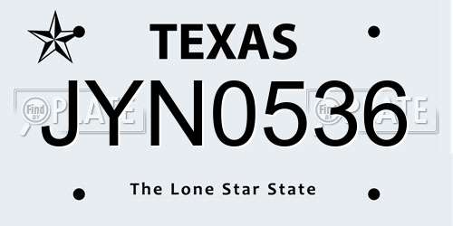 JYN0536 Texas License Plate