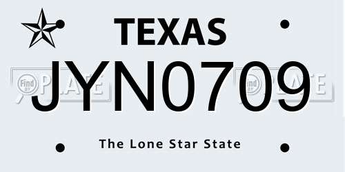 JYN0709 Texas License Plate