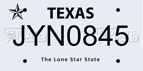 JYN0845 Texas License Plate