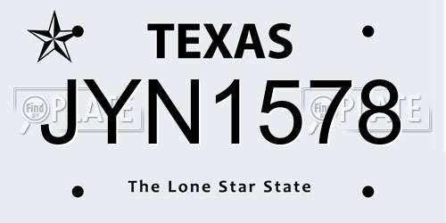 JYN1578 Texas License Plate
