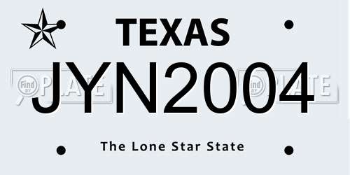 JYN2004 Texas License Plate