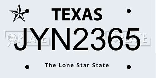 JYN2365 Texas License Plate