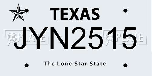 JYN2515 Texas License Plate