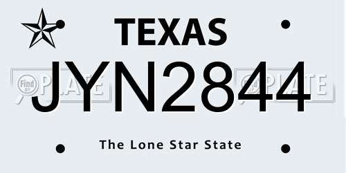 JYN2844 Texas License Plate
