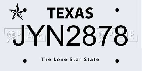 JYN2878 Texas License Plate
