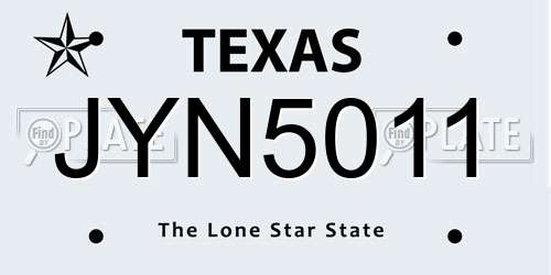 JYN5011 Texas License Plate