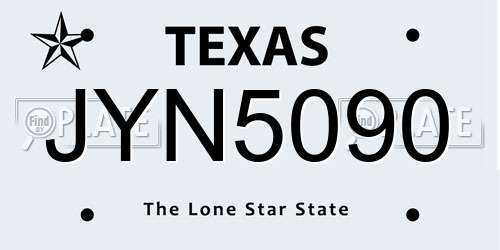 JYN5090 Texas License Plate