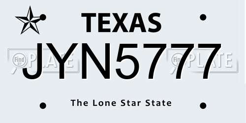 JYN5777 Texas License Plate