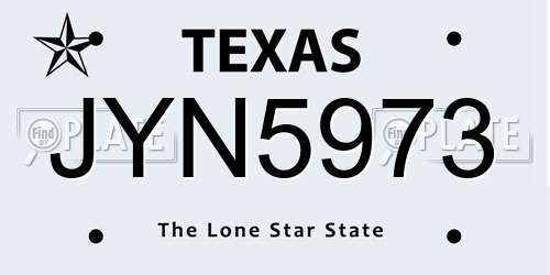 JYN5973 Texas License Plate