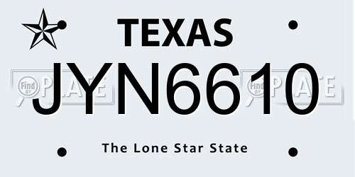 JYN6610 Texas License Plate