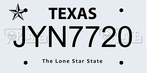 JYN7720 Texas License Plate