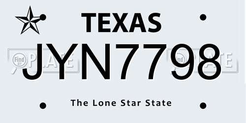 JYN7798 Texas License Plate